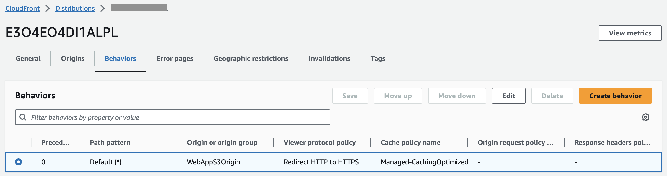 CloudFront Distribution Behavior