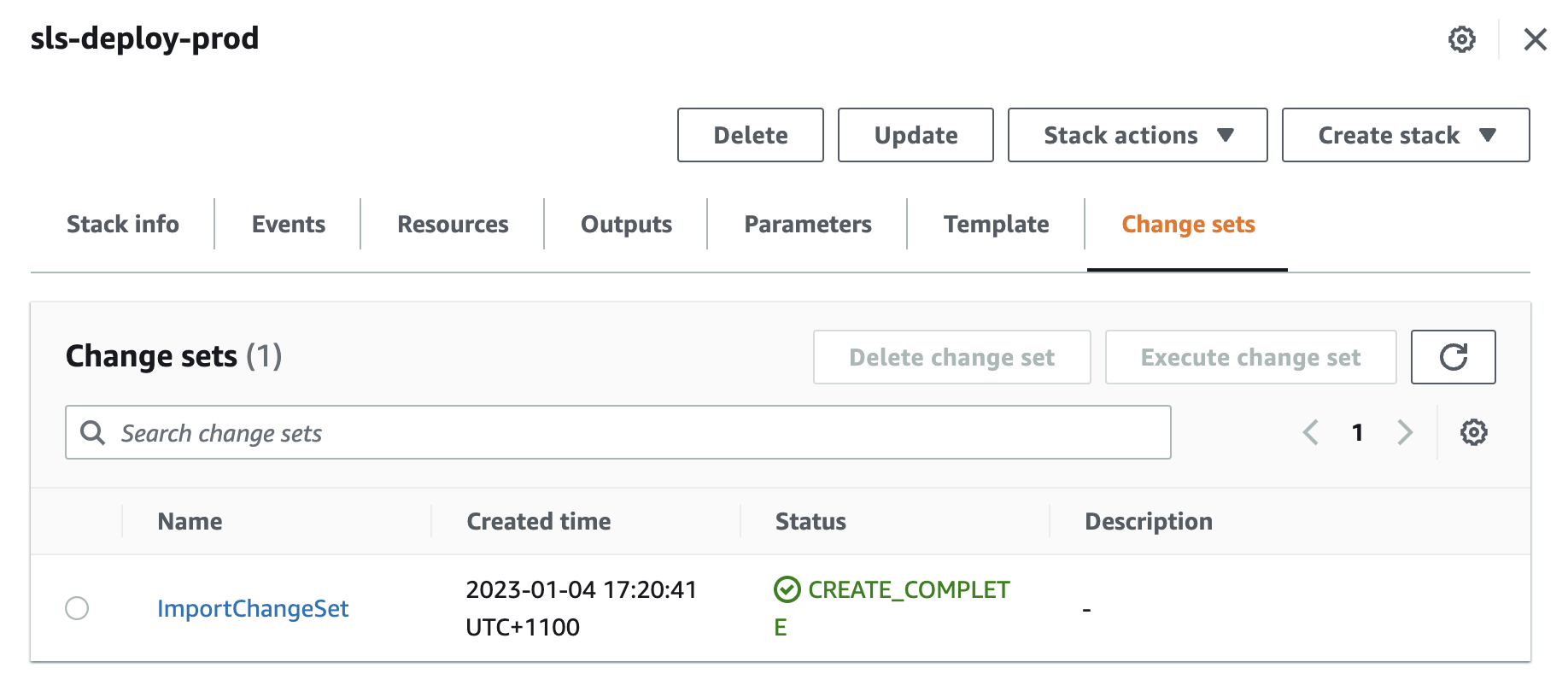 CloudFormation Change Set