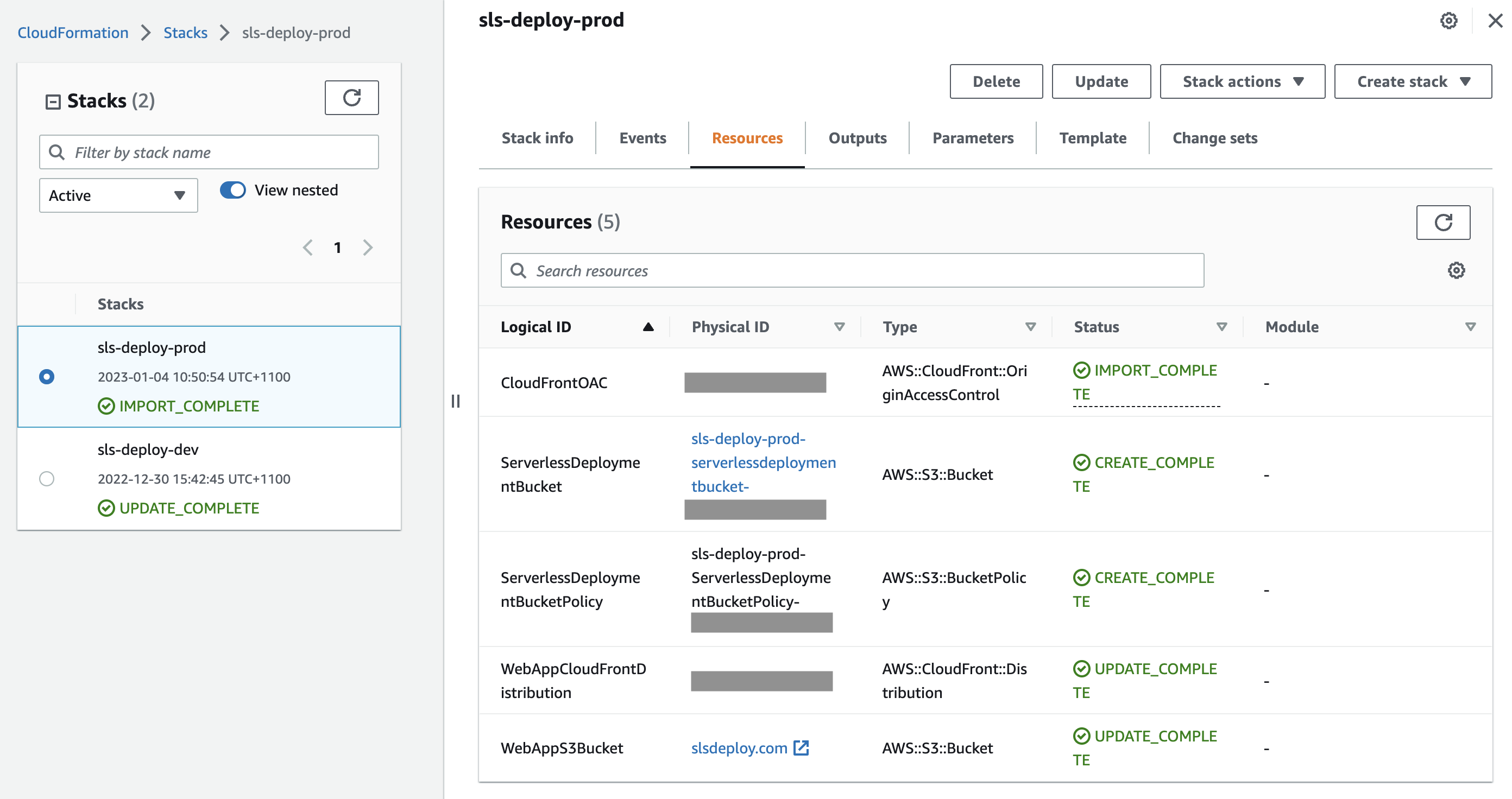 CloudFormation Imported Resources