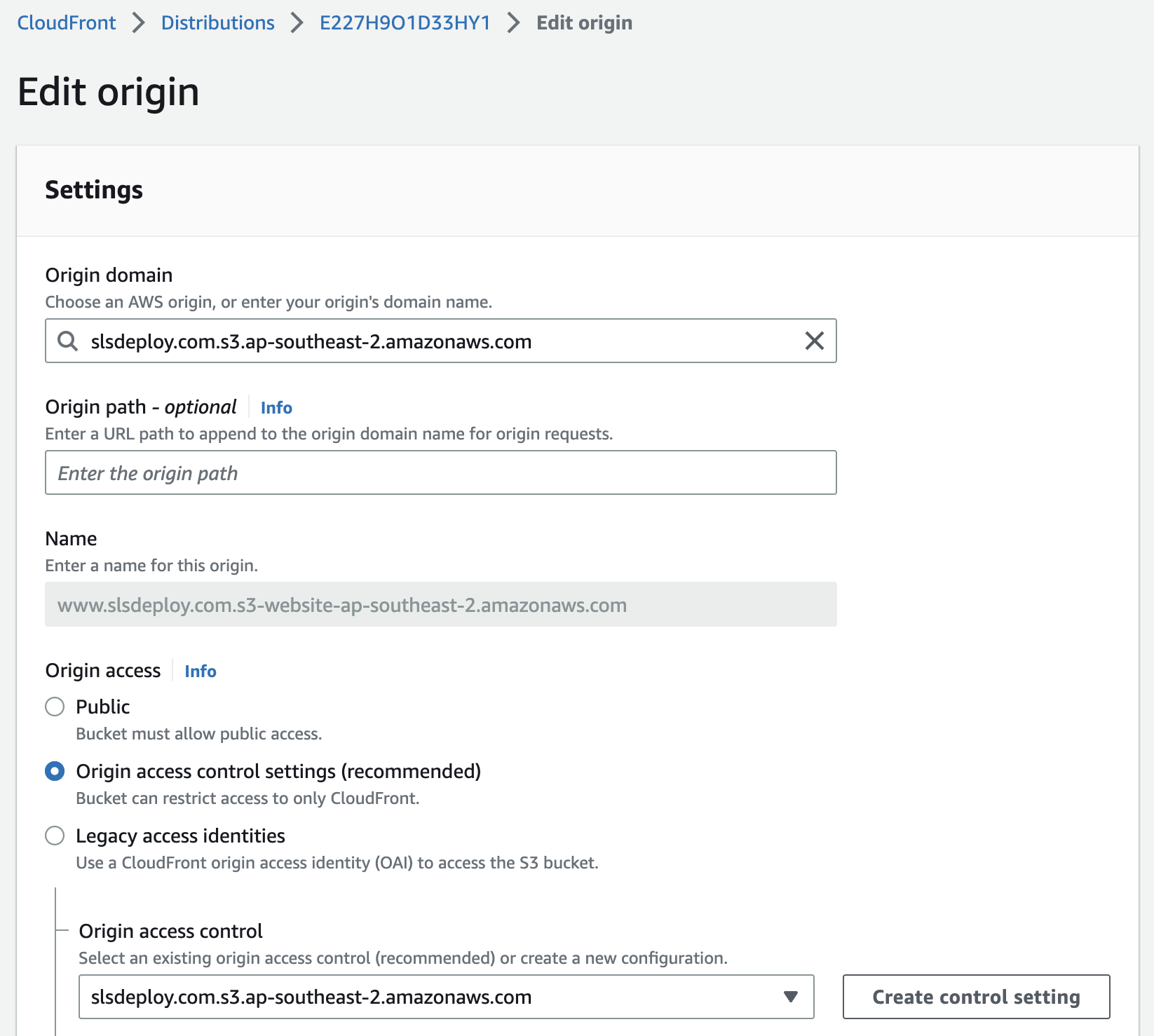 Create CloudFront Distribution