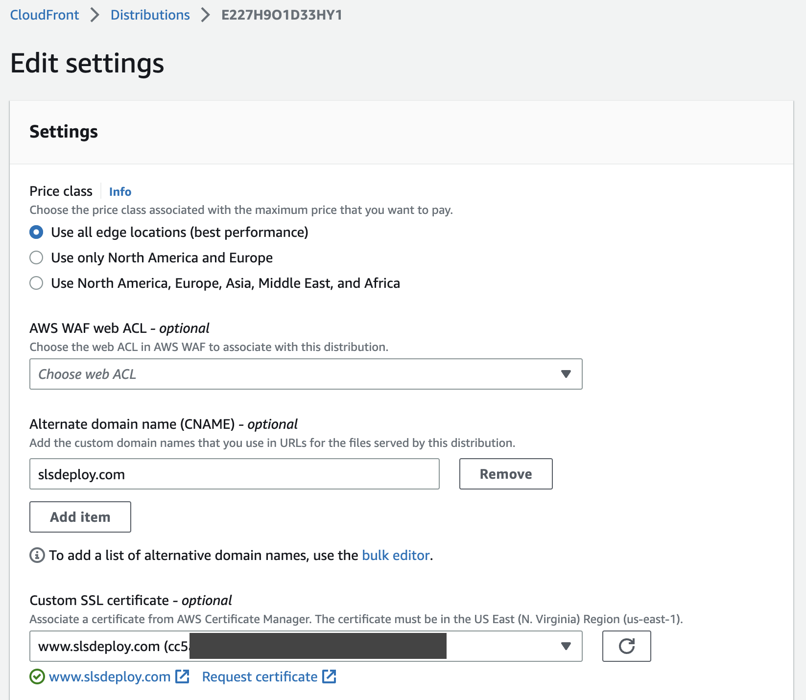 Edit CloudFront Distribution