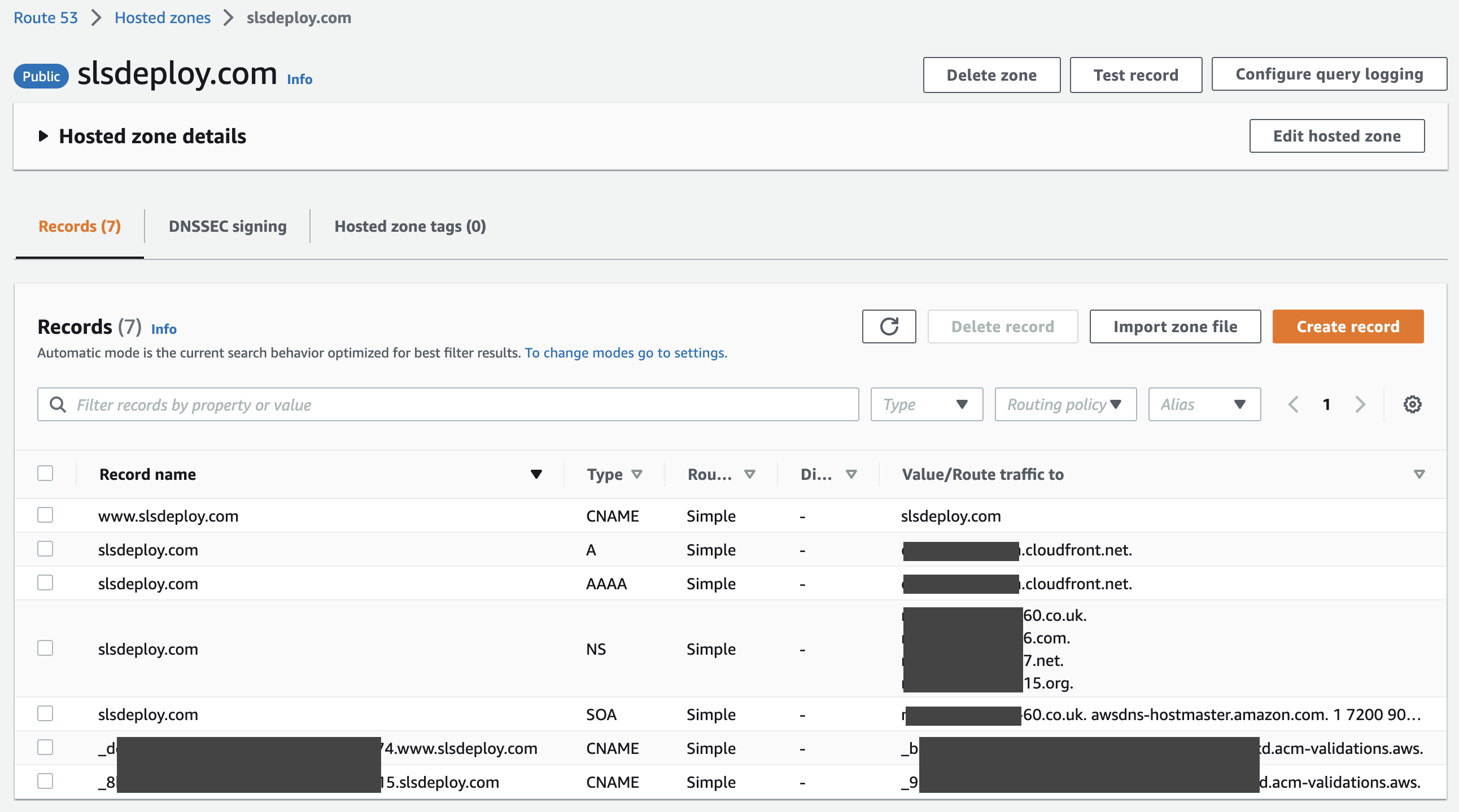 DNS Record List