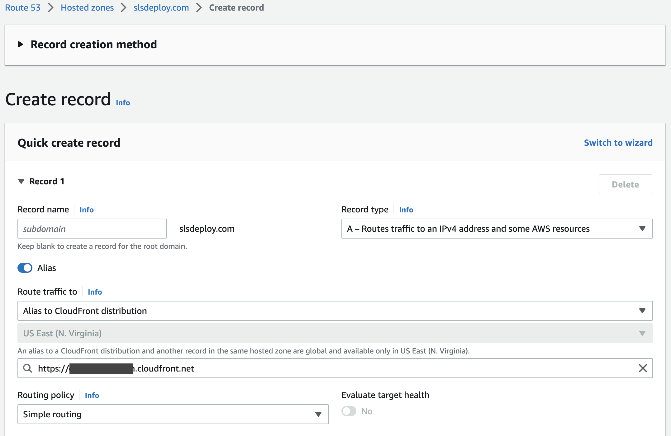 Route Domain to CloudFront